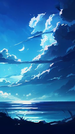 Sea blue anime background wallpaper