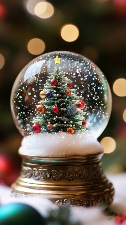 Snow globe christmas скачать фон 1080 x 1920