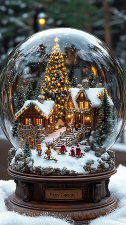 Snow globe christmas скачать фон 1080 x 1920