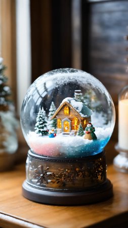 Christmas snow globe скачать фон 1424 x 2532