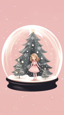 Inside a snow globe скачать фон 1424 x 2532