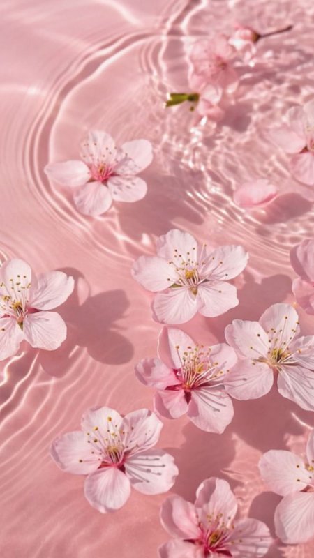 Pink flowers floating in the water