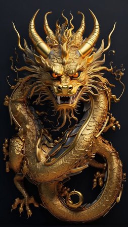 Золотой дракон скачать фон 1080 x 1920