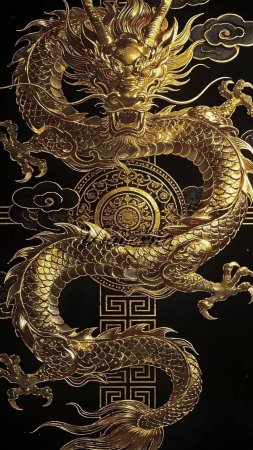 Golden dragon скачать фон 1424 x 2532
