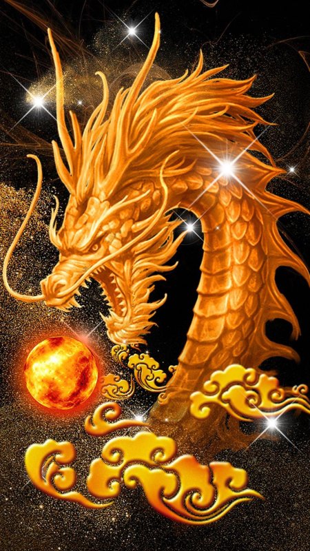 Геншин дракон желтый скачать фон 1080 x 1920