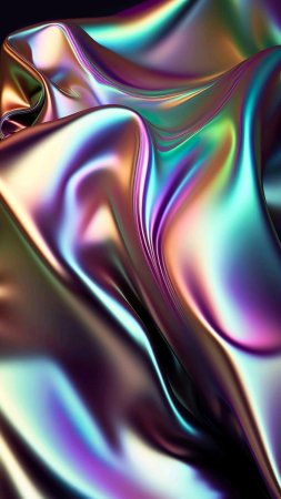 Holographic iridescent satin foil background
