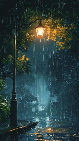 A street light in the rain at night скачать фон 1424 x 2532