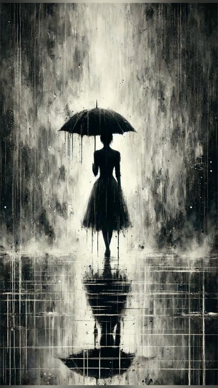 Рисунок человек под дождем скачать фон 1080 x 1920