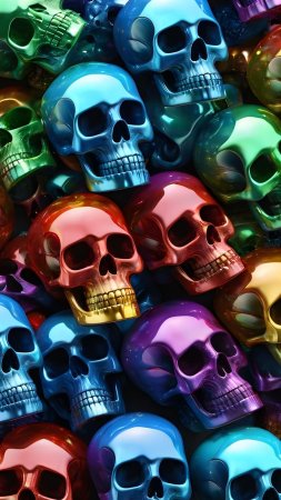 Colorful skull скачать фон 1424 x 2532