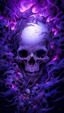 Фиолетовый череп скачать фон 1080 x 1920