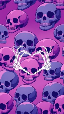 Purple skull скачать фон 1080 x 1920
