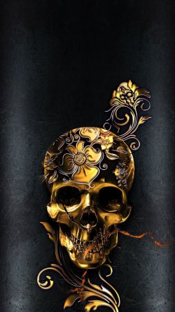 Golden skull скачать фон 1424 x 2532