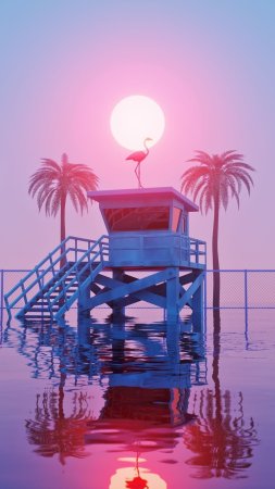 Synthwave beach
