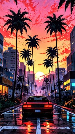 Retrowave sunset