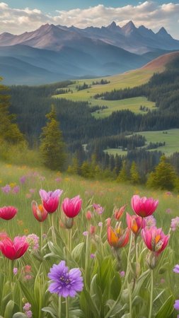 Цветы горы скачать фон 720 x 1280