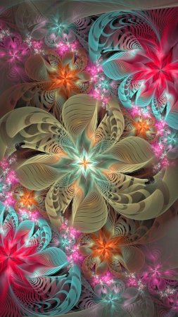 Красивые фантастические цветы скачать фон 1424 x 2532