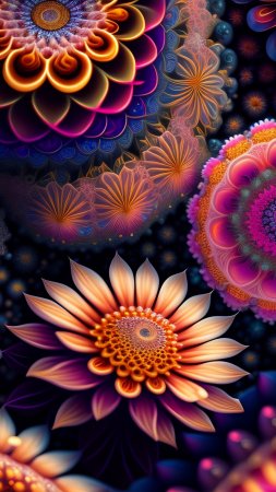 Fractals flower art painting скачать фон 1424 x 2532