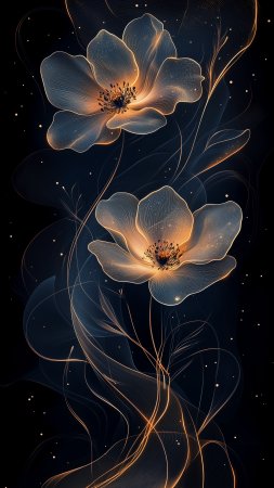 Светящиеся цветы скачать фон 2160 x 3840