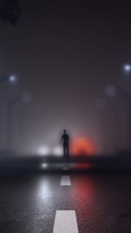 Туман на дороге ночью скачать фон 1080 x 1920