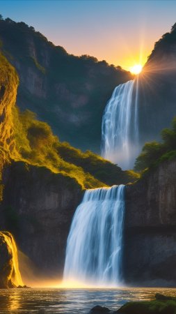 Водопад на закате