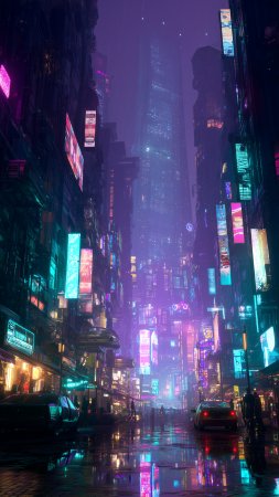 Cyberpunk city at night phone background