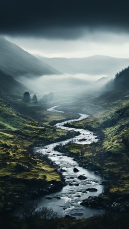 Misty mountain landscape