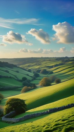 Rolling green hills