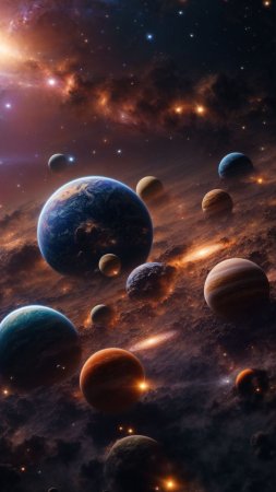 Космос с планетами
