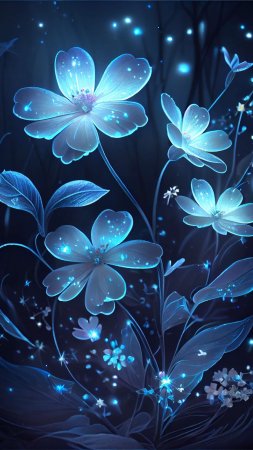 Glowing blue flower painting скачать фон 1424 x 2532
