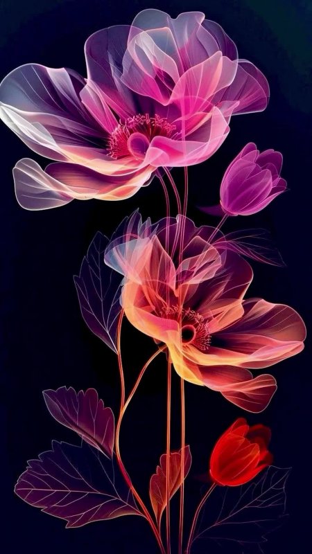 Flowers black background скачать фон 1080 x 1920