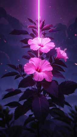 Неоновые цветы скачать фон 1424 x 2532