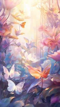 Цветы бабочка скачать фон 1080 x 1920