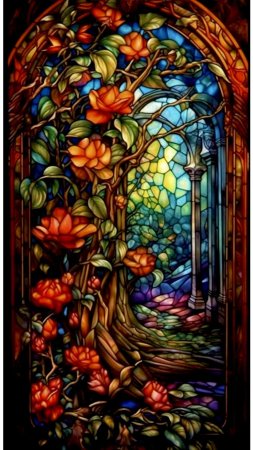 Stained glass window art скачать фон 1424 x 2532