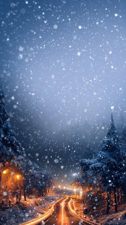 D falling snow winter night wallpaper