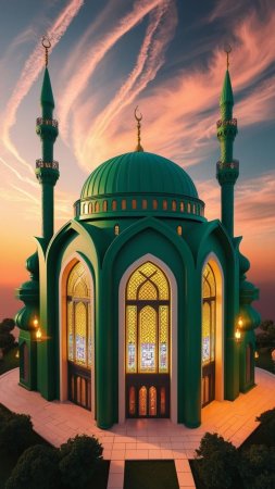 Green mosque скачать фон 1080 x 1920
