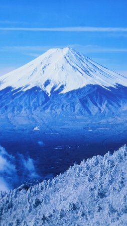 Гора фудзияма зимой скачать фон 2160 x 3840