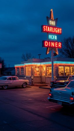Retro diner скачать фон 1080 x 1920