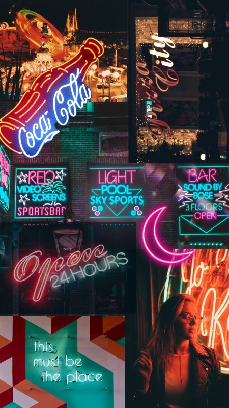 Neon collage скачать фон 1080 x 1920