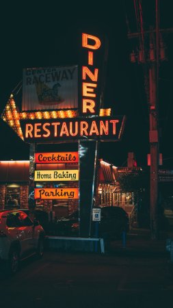 Neon diner скачать фон 1424 x 2532