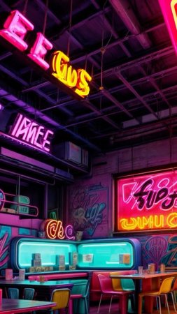 Neon diner скачать фон 1080 x 1920