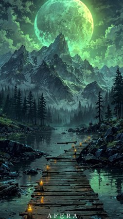 Арт пейзаж скачать фон 1424 x 2532