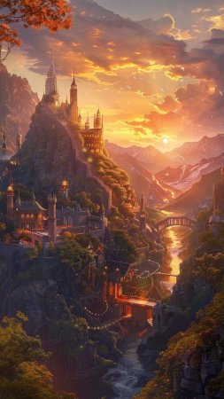Фантастические замки скачать фон 1080 x 1920