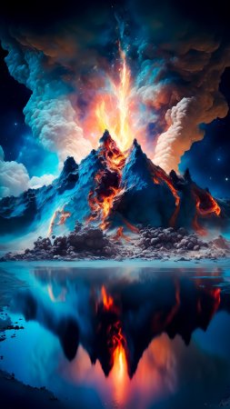 Volcanic eruption скачать фон 1424 x 2532