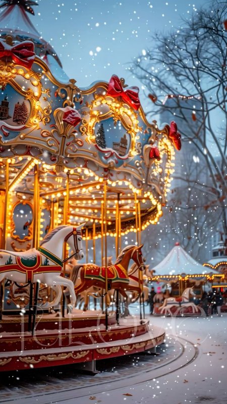 Christmas carousel скачать фон 1080 x 1920