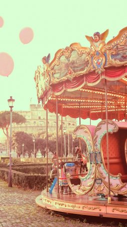 Merry go round carousel скачать фон 1424 x 2532