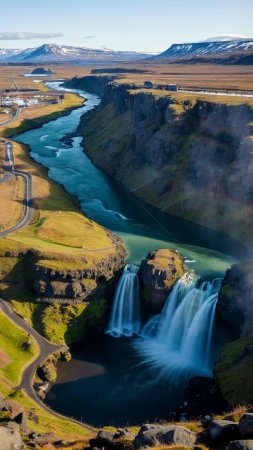 Исландия каньон водопад