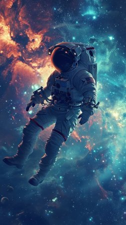 Astronaut in space with earth