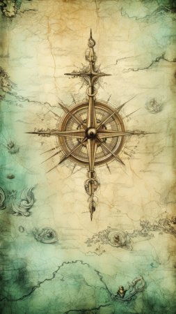 Vintage nautical compass art скачать фон 1424 x 2532