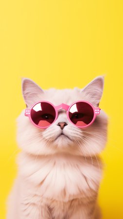 Cat in sunglasses on vivid background